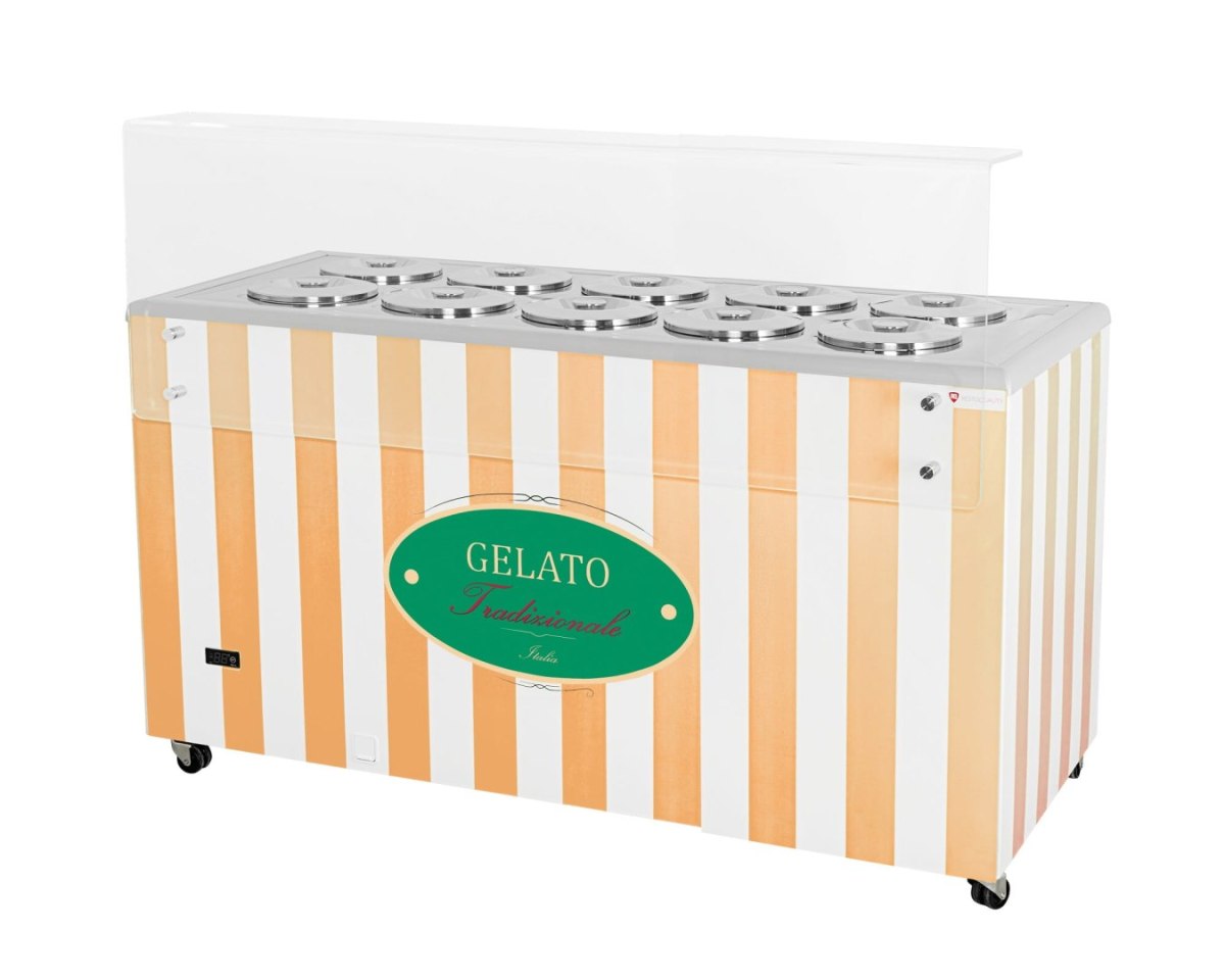 Konserwator do lodów Retro 10 tub okrągłe kuwety Beżowy